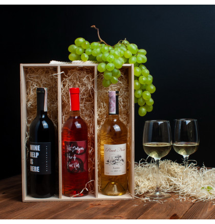 Коробка для вина на три бутылки "Because you can't drink flowers", фото 3, цена 800 грн