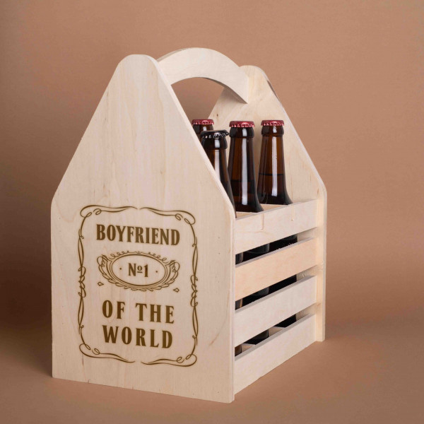 Ящик для пива "Boyfriend №1 of the world" для 6 бутылок, фото 1, цена 990 грн
