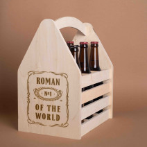 Ящик для пива "№1 of the world" персонализированный для 6 бутылок