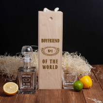 Набор для виски "Boyfriend №1 of the world" 2 предмета в подарочной коробке