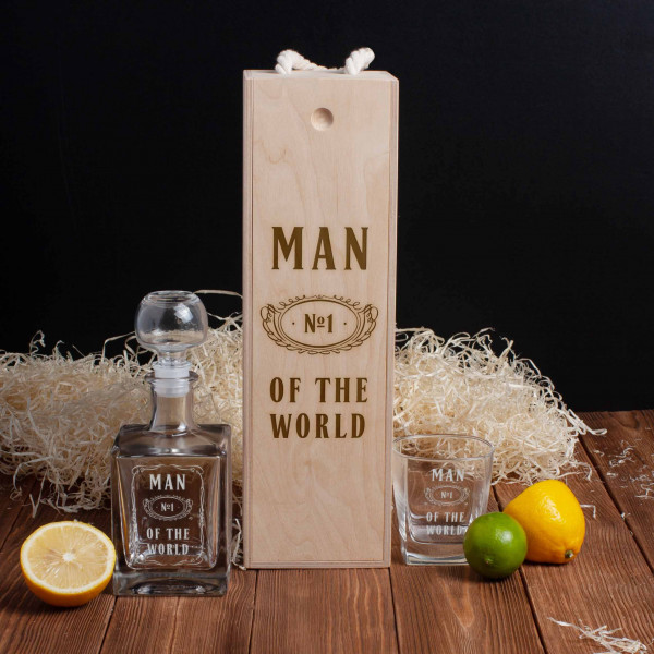 Набор для виски "Man №1 of the world" 2 предмета в подарочной коробке, фото 1, цена 850 грн