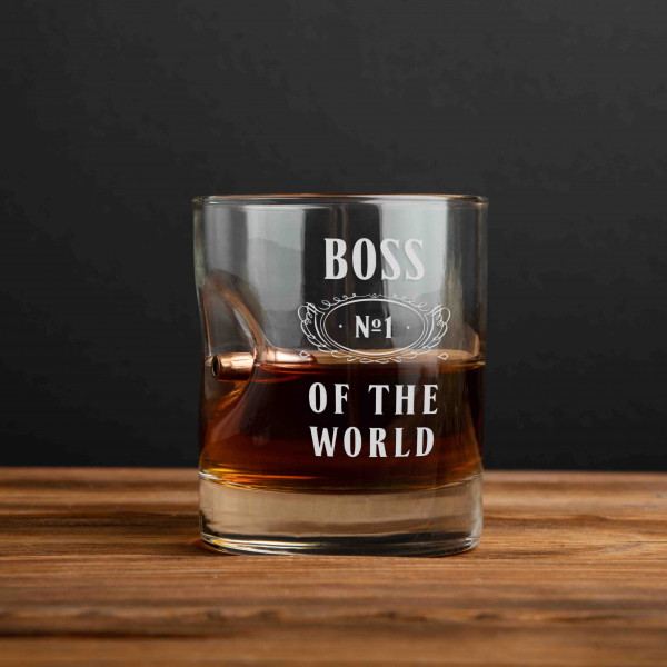Стакан с пулей "Boss №1 of the world" для виски, фото 1, цена 690 грн