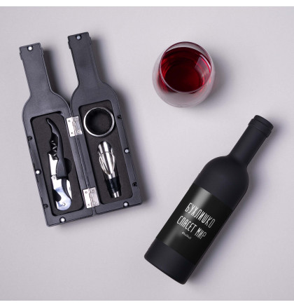 Набор для вина в бутылке "Бухлишко спасет мир", фото 3, цена 370 грн