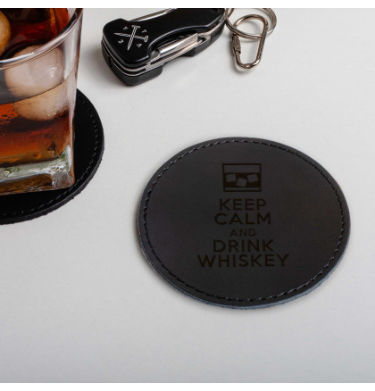 Костер-подставка кожаная "Keep calm and drink whiskey", фото 2, цена 120 грн