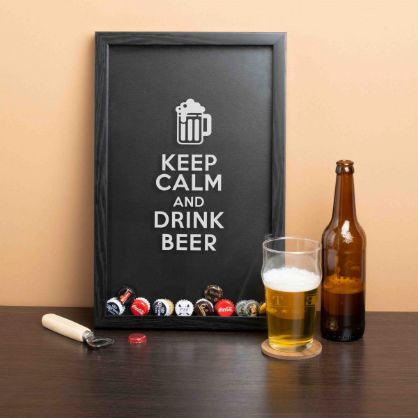 Рамка-копилка для пивных крышек "Keep calm and drink beer", фото 1, цена 750 грн