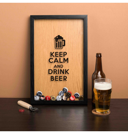 Рамка-копилка для пивных крышек "Keep calm and drink beer", фото 2, цена 750 грн