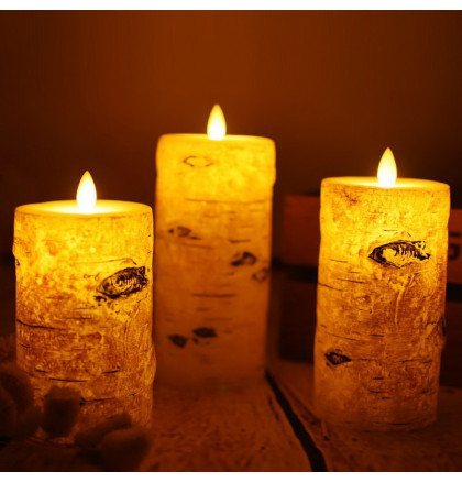 Набор электронных свечей с имитацией пламени "Береза" (3 шт), фото 3, цена 990 грн